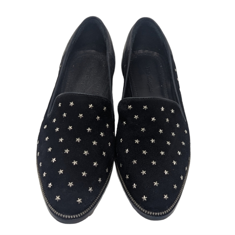 NEW The Kooples Star Studded Black Velvet & Leather Loafers Size 40 - Picture 3 of 6